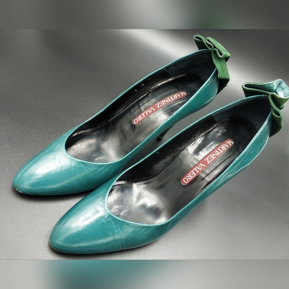 Vintage Shoes Women MARTINEZ VALERO Spain Genuine leather Suede  Turquoise 80s - Picture 5 of 6